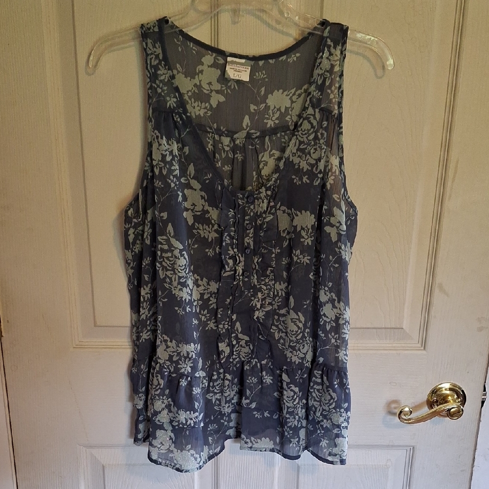 Inked & Faded Floral Sleeveless Top, L